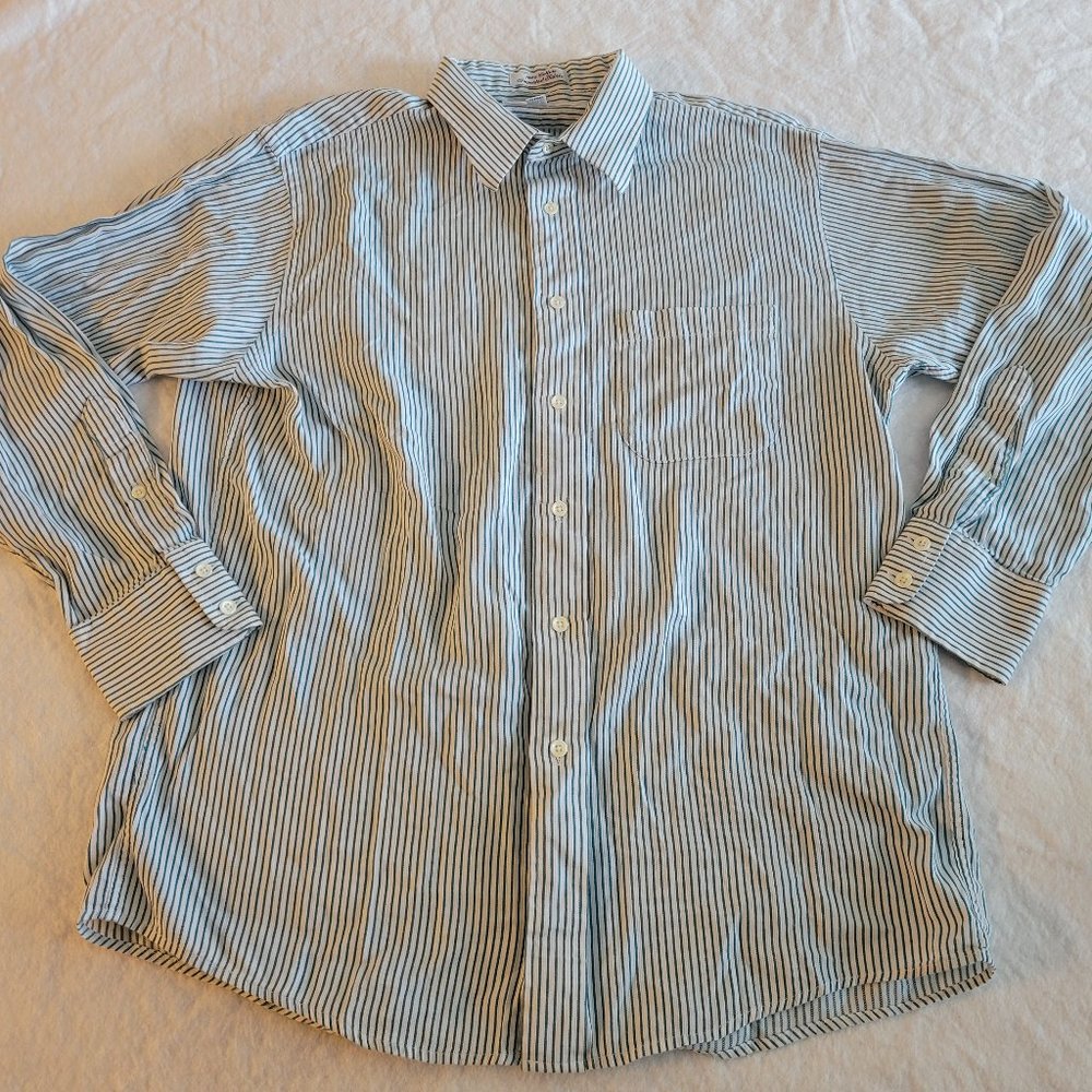 Burberrys Of London Mens Button Up Long Sleeve Shirt Size 16-39 Striped